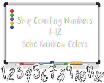 Preview of Skip Counting Numbers | Boho Rainbow Numbers | Large Number | 1-12 Skip Counting