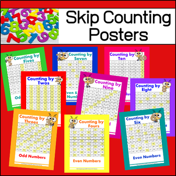 Preview of Skip Counting Posters | 2s - 3s - 4s - 5s - 6s - 7s - 8s - 9s - 10s