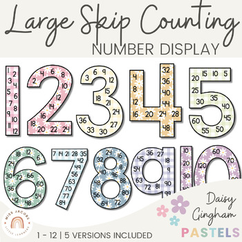 Preview of Skip Counting Large Number Display | Daisy Gingham Pastels Math Classroom Decor