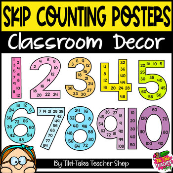 Preview of Skip Counting Posters - Large Number Display | Rainbow Brights Classroom Decor