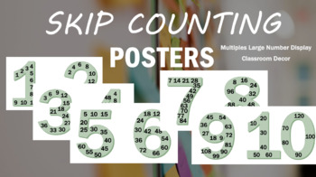 Preview of Skip Counting Posters - Multiples Large Number Display - Classroom Decor