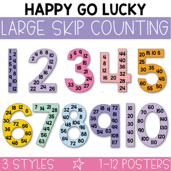 Preview of Skip Counting Posters / Multiplication Posters / Math Posters / Happy Go Lucky