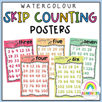 Preview of Skip Counting Posters {Watercolor theme}