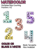 Skip Counting Posters in Watercolors (Multiples 1-12)