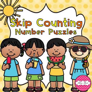 Preview of Skip Counting Puzzles- Summer Theme