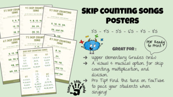 Preview of Skip Counting Songs Posters - 3's, 4's, 5's, 6's, 7's, and 8's