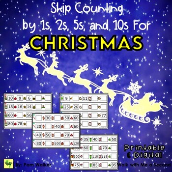 Preview of Skip Counting Task Cards by 1s, 2s, 5s, and 10s for Christmas