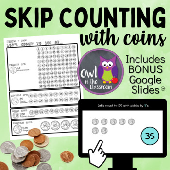 skip counting with coins money by owl in the classroom tpt