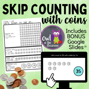 Preview of Skip Counting With Coins (Money) BONUS Google Slides