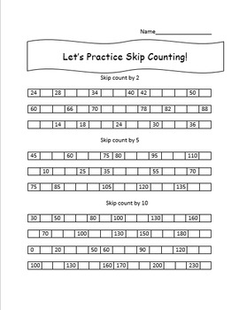 Skip Counting Worksheet: Count by 2, 5, and 10 by Stephanie's Stuff