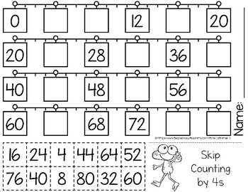 Skip Counting by 4s Worksheets by Catherine S | Teachers Pay Teachers