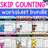 Skip Counting Worksheets Bundle, pictures, tracing, fill i