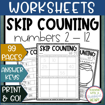 Skip Counting Worksheets For Numbers 2-12 by Teaching With A Thankful Heart