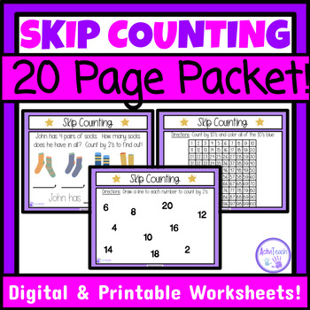 Preview of Skip Counting Worksheets Math Packet Skip Counting Numbers by 2 3 5 10 25 100