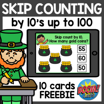 Preview of Skip Counting by 10 | St. Patrick's Day Boom Cards Distance Learning