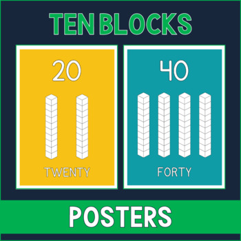 Preview of Skip Counting by 10 - Ten Blocks Math Posters - Room Decor