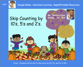 Preview of Skip Counting by 10's, 5's, and 2's to 100 - Google Slides/Digital/Printable