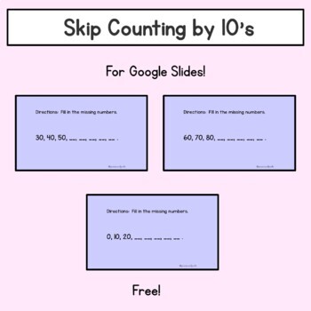 Preview of Skip Counting by 10's -Google Slides in English Freebie