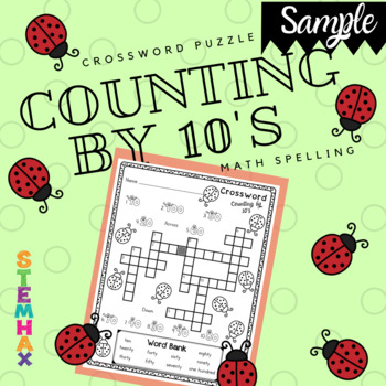 Skip Counting by 10's and Math Spelling Crossword Puzzle Sample