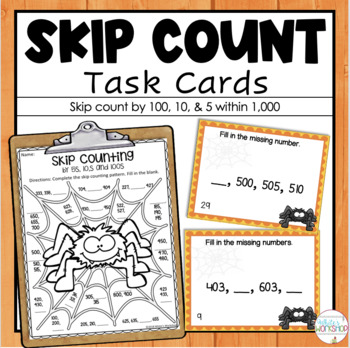 Preview of Skip Counting Task Cards and Worksheets Activities