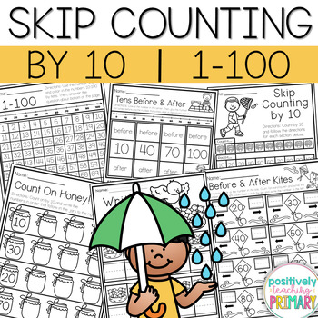 Preview of Skip Counting by 10s Spring Worksheets