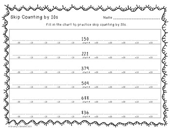 Freebie Skip Counting by 10s Worksheet: 3 Digit Numbers ...