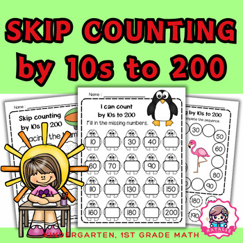 Preview of Skip Counting by 10s | Numbers to 200 | Tracing | Cut & Paste | Activity | Math