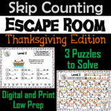 Skip Counting by 2, 3, 4, 5, 10 Game: Thanksgiving Escape 