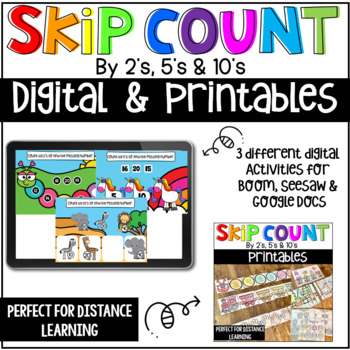 Preview of Skip Counting by 2's, 5's and 10's Digital and Printables Distance Learning