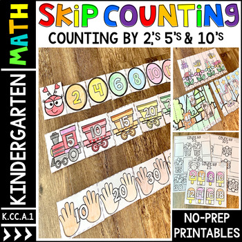 Preview of Kindergarten Skip Counting by 2, 5, and 10 Printables | Activities | Worksheets