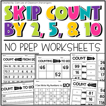 Preview of Skip Counting by 2's, 5's, and 10's to 120
