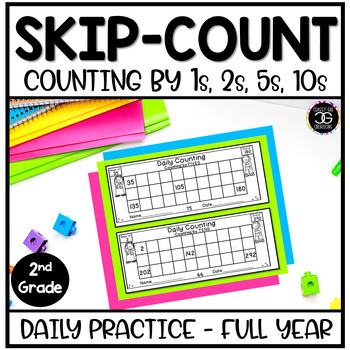 Preview of Skip Counting by 2s, 5s, 10s Number Patterns Math Worksheets Full Year