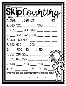 skip counting by 2s 5s 10s and 100s worksheet tpt