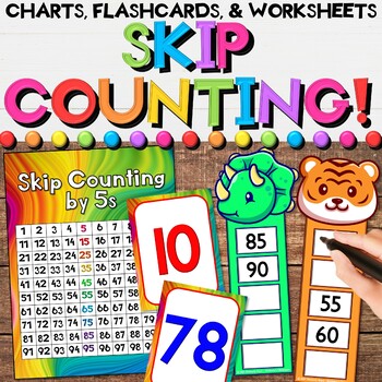 Preview of Skip Counting Posters, Charts, Worksheets, & Flashcards - Count by 2s, 5s, & 10s