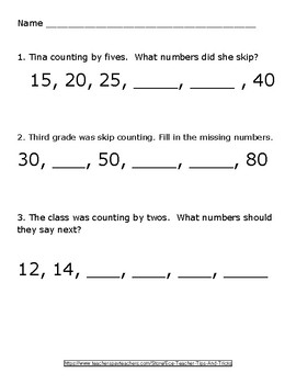 Preview of Skip Counting by 2s, 5s, and 10s - Fill in the Blanks *Terra Nova Review*