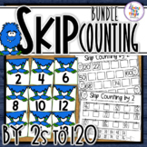 Skip Counting by 2s Monster Number Cards and Worksheets to 120