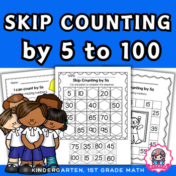 Preview of Skip Counting by 5 | Cut & Paste | Numbers to 100 | Math Worksheet