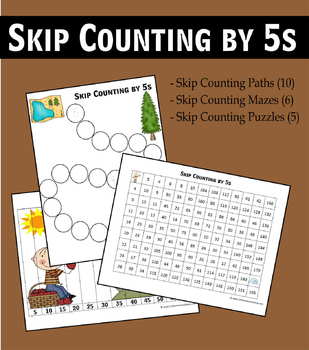 Skip Counting by 5s Worksheets - Paths, Mazes & Puzzles by Beth Gorden