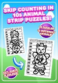 Skip Counting in 10s. Animal Strip Puzzles! Cut, Order, Pa