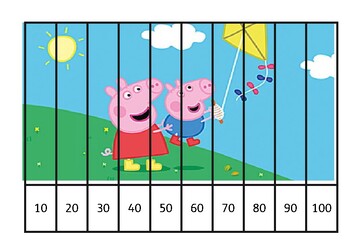 Preview of Peppa Pig Skip Counting by 10  Peppa Pig Puzzle