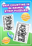 Skip Counting in 2s. Animal Strip Puzzles! Cut, Order, Pas