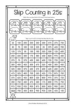 Skip Counting in 25s to 1000 (by 25s) Printables / Worksheets by Olivia ...