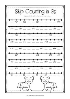 Skip Counting in 3s to 1000 Worksheets / Printables (by 3s ...