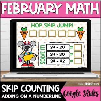 Preview of Skip Counting on Number Line | Digital Math Centers | FEBRUARY | Google Slides