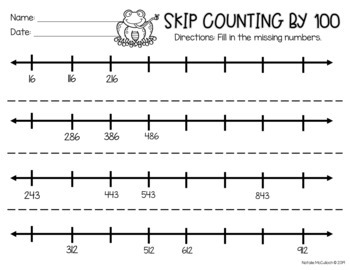 skip counting on a number line by 5 10 or 100 by