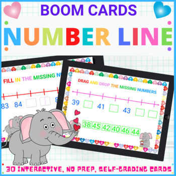 Preview of Skip Counting on a Number Line Up to 120 Boom Cards 1st Grade Math Digital Math