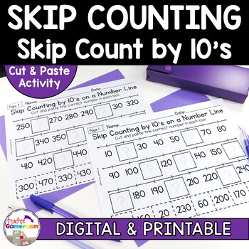 Preview of Skip Counting on a Number Line by 10's Worksheets
