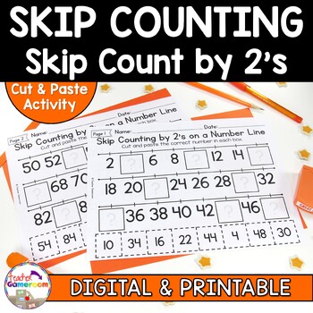 Preview of Skip Counting on a Number Line by 2's Worksheets