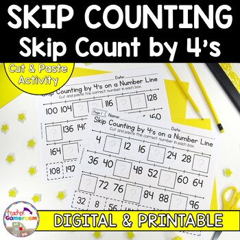 Preview of Skip Counting on a Number Line by 4's Worksheets