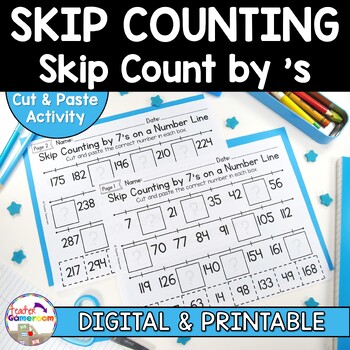 Preview of Skip Counting on a Number Line by 7's Worksheets
